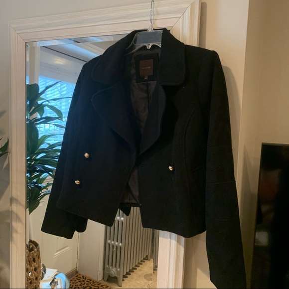 The Limited Wool Blend Black Pea Coat - Picture 2 of 9